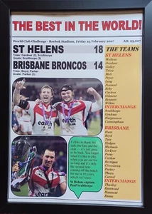 St Helens 18 Brisbane Broncos 14 - 2007 World Club Challenge - souvenir print - Picture 1 of 5