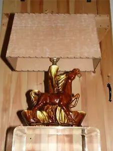 Lampada a cavallo vintage metà secolo moderna ceramica smaltata a goccia con fioriere - Foto 1 di 12