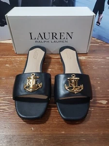POLO RALPH LAUREN nr. 38 Sandalo Ciabattina colore pelle NERO accessorio GOLD - Imagen 1 de 12