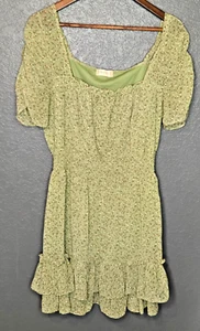 Altar'd State Dress Sage and Pink Ruffled Floral Boho Tie Sleeves Size Large - Picture 1 of 8