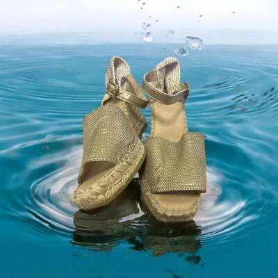 B.C. Sandalen mit Keilabsatz Damen gold Gr. 36 - Bild 1 von 3