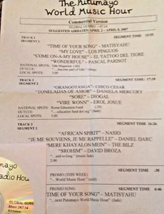 RADIO SHOW: PUTUMAYO GUMBO 4/2/07 MATISYAHU, LOS PINGUOS, PASCAL PARISOT, DIOGAL - Imagen 1 de 1