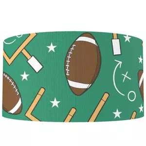 Football ribbon 3" footballs and football goal green brown ribbon 5 Yards - Picture 1 of 1