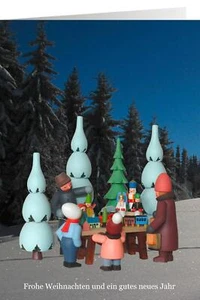 Postcard Christmas Folding Card With Winter Figures Wxh 4 1/2x6 1/2in New - Picture 1 of 1