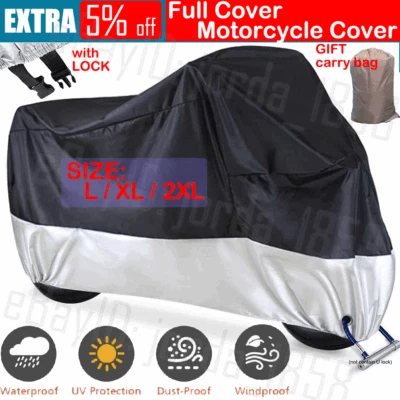 L-XXL Motorcycle Cover Motorbike Cruiser Scooter Motor Bike Waterproof Storage - image 1 of 4