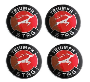 Juego de 4 centros de rueda de gel autoadhesivos Triumph Stag rojo logotipo - Imagen 1 de 1