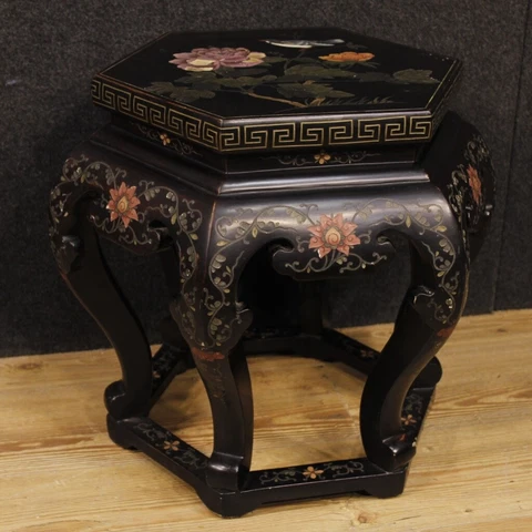 Side table chinoiserie living room furniture lacquered paint wood antique style Cover
