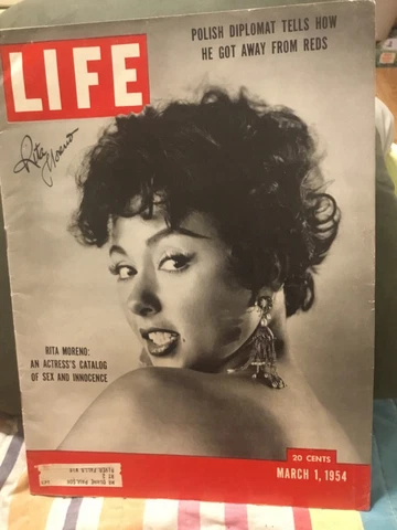 RITA MORENO SIGNED 1954 LIFE/OSCAR,TONY,GRAMMY WINNER/MARILYN MONROE IN KOREA!!! Cover