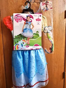 NWT My Little Pony Rainbow Dash Costume Dress plus tail hair clip size M 7-8 - Picture 1 of 3