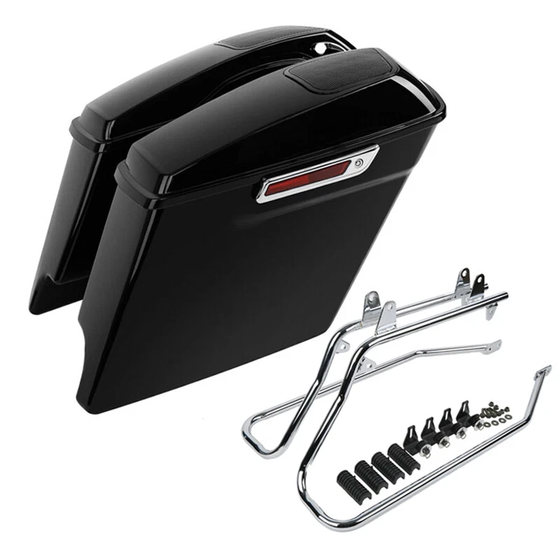 5'' Stretched Saddlebags w/ Bracket Fit For Harley Softail Heritage Deluxe 84-17 - Image 1 of 4