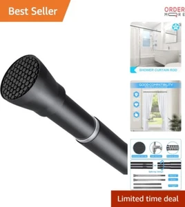 Black Tension Shower Curtain Rod Stainless Steel 45-77in Adjustable Non Slip - Picture 1 of 11