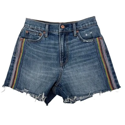 Женские синие джинсовые шорты American Eagle Outfitters размер 0 цвет Distress Boyfriend - Изображение 1 из 4