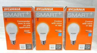 3-SylvaniaSmart+Light Bulb Dimmable Soft White A19 9W 800 Lumens 2700K 2.4 Wi-Fi - Image 1 of 4
