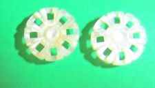 (2) VINTAGE 3/4" DECORATIVE 8-POINT PIERCED PEARL SHELL SHANK BUTTONS-M696