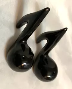 Black 2.5" Music Notes Salt & Pepper Shakers - 2 Piece Set - Picture 1 of 2