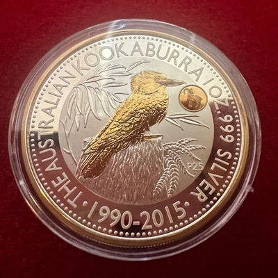 1 Troy OZ .999 Silver 2015 Kookaburra Coin - Goat Privy with 24K Gilding by SFS - Image 1 of 4