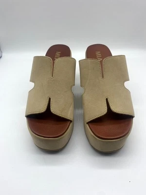 Sandalia de cuña cómoda informal con recortes beige plataforma 6M Mia Reta MH2603 para mujer Foto 1 de 4