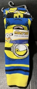 Brand New - One Size Fits Most - Minions - 6 Pair Crew Socks - Picture 1 of 6