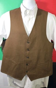 MADISON Mens Size 44 Chocolate Brown Canvas Vest 100% Cotton Shell - Poly Lined - Picture 1 of 10