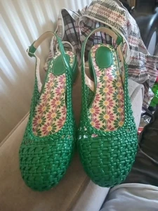 Womens, Size 8, Strap Buckle, Heel, Green Leather,JOE BROWN - Picture 1 of 10