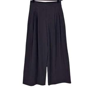 Athleta Brooklyn Heights High Rise Pleated Wide Leg Pant Womens 10 Black Pull On - Picture 1 of 9