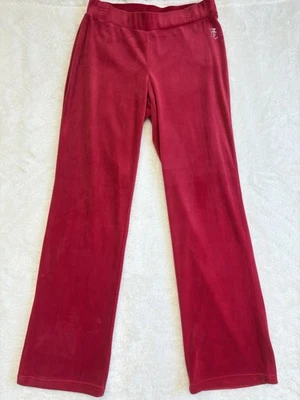 Juicy Couture бархата Streetwear тянуть на брюки женщин Sz M Y2K ярко красный прямой - Изображение 1 из 4