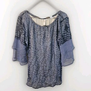 Ethyl Clothing Women's Blue The Lindsey Aurelia Sheer Top Blouse Lined Large New - Picture 1 of 16