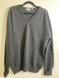 Vintage LL Bean Sweater Mens XL Gray V-Neck 100% Lambs Wool Made In Ireland - Picture 1 of 4