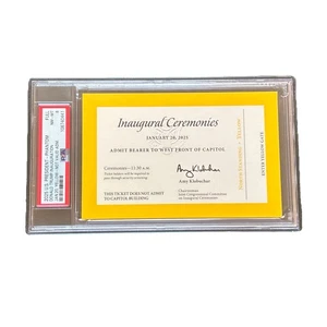 2025 President Donald Trump Inauguration Yellow Ticket Swearing In Pass PSA 8 - Picture 1 of 5
