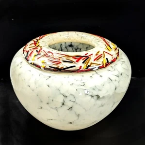 Studio Art Glass Confetti Glass Textured Rim Vase Artist Signature 10" - Picture 1 of 14
