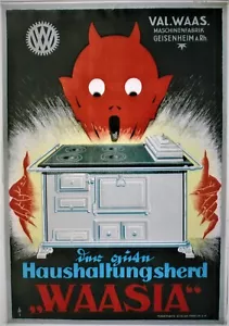 Original Vintage Plakat WAASIA GERMAN COOKING HERD IMP CHEF um 1920 - Bild 1 von 1
