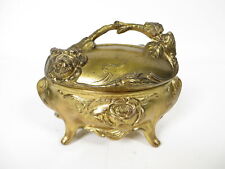 Antique Art Nouveau 6" Gold Ormolu Vintage Jewelry Trinket Box Rose