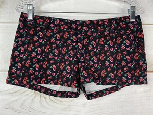Volcom Shorts Womens Jr Sz 3 Black Rose Floral Print Short Shorts Soft Stretch - Picture 1 of 9