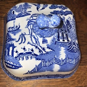 BLUE WILLOW Vintage Deckel nur mit Deckel, Ridgway, Vögel Made England 9x9" - Bild 1 von 8