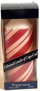 Colonial Candle of Cape Code Pillar Candle 7.5 Inches Tall Peppermint Holiday - Picture 1 of 8