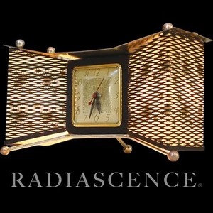 UNITED CLOCK ATOMIC MID CENTURY ARCHITECTURE MODERN BRASS TABLE LAMP SNIDER 50's - Picture 1 of 11