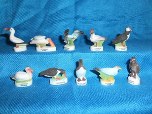 SEA GULLS Marine Birds Set 10 Mini Figurines FRENCH Porcelain FEVES MATTE Figure - Picture 1 of 12