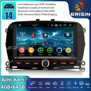 64GB Android 14 Autoradio GPS Navi für Fiat 500 500C 500S 500E DAB+ CarPlay Wifi - Bild 1 von 23