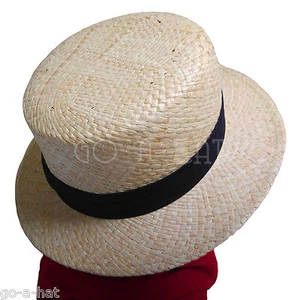 TRENDY Summer Straw Boater Top Hat Men Women Soft Sailor Skimmer Unisex | 58cm - Picture 1 of 3