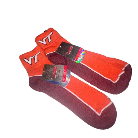 Men's Virginia Tech Hokies Orange 2-Pack Quarter Length Sock Topsox MADE IN USA Cover