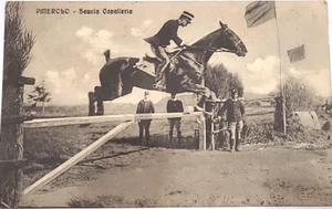 1913 Cartoon postcard Turin Pinerolo Cavalry School to Gen.Thaon di Revel - Picture 1 of 2