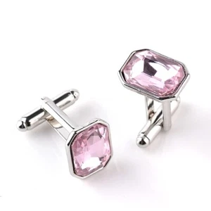 Camisa Gemelos Rosa Estrás Antiguo Hombres Tachuelas Gemelos Joyería Clásica - Imagen 1 de 7