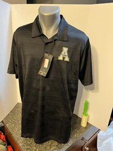 Appalachian State Mountaineers Men’s Polo Shirt Black Poly Spandex Large - NWT - Picture 1 of 15