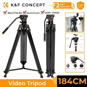 K&F Concept 184cm Video Tripod Heavy Duty Aluminum w/ 360°Fluid Head VA18+ VH081 - Picture 1 of 7