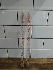 Lucite Spitzkerzen klar mit Kupferflocken Konfetti MCM Vintage 11,5" Set 2 LESEN - Bild 1 von 5