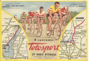 VIAGGIATA_CARTOLINA 2 CONCORSI TUTTOSPORT_ 37° GIRO D'ITALIA_ 1954 - Picture 1 of 1