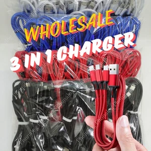 Wholesale 3A Fast Charging Cable 3 in 1 Charger Cord For iPhone USB-C Micro USB - Picture 1 of 14