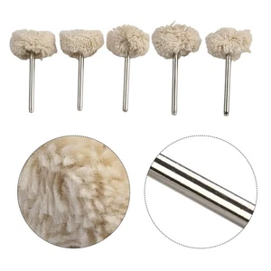 High Quality Wool Polishing Wheel White& Silver 5pcs With Metal Handle - Picture 1 of 12