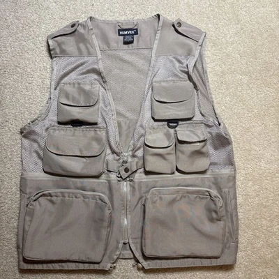 HUMVEE Utility Vest Mens Large Brown Multi Pocket Fishing Safari Travel Tactical - Image 1 of 4