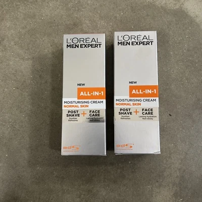 2 L’Oreal Men Expert Todo en 1 Crema Hidratante Post Afeitado Cuidado Facial 2.54 OZ Foto 1 de 4